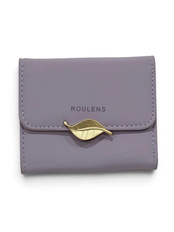 Roulens Lavender Purple RFID Blocking PU Leather Leaf Pendant Card Holder Wallet - Image 11