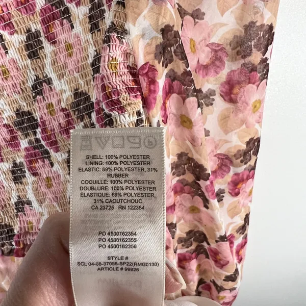 Wilfred Floral Smocked Square Neck‎ Tiered Mini Dress XS - Image 7