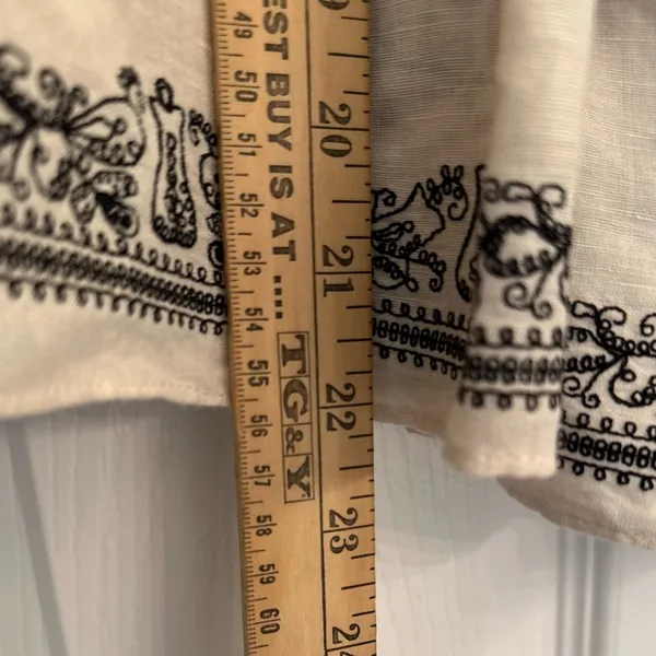 Anthropologie Lithe Tiered Skirt Women’s Sz 10 Ivory Embroidered Boho Hippie - Image 4