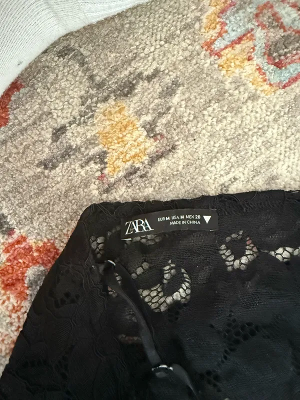 Zara Black Lace Going Out Top Spaghetti Strap - Image 3