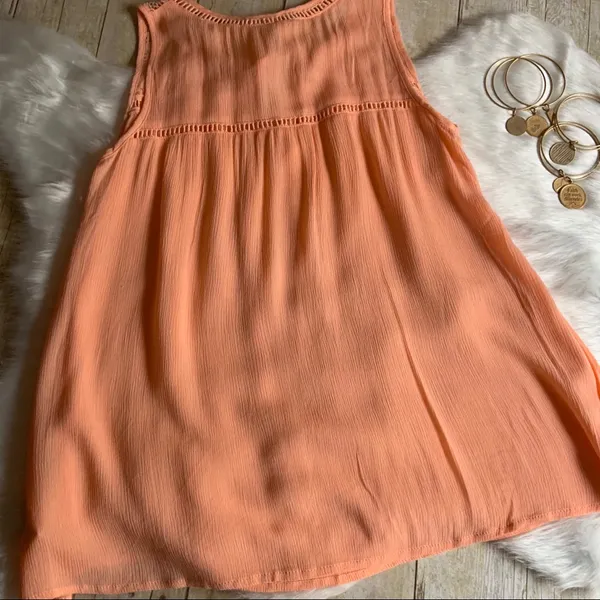 L Love Dusty Peach Crochet Lace Trim Sleeveless Top - Image 6