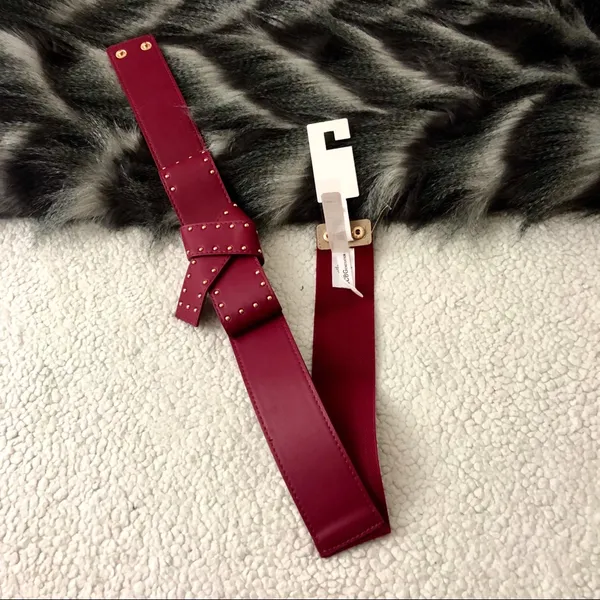 BCBGeneration NWT Wide Studded Bow Belt Red - Image 7