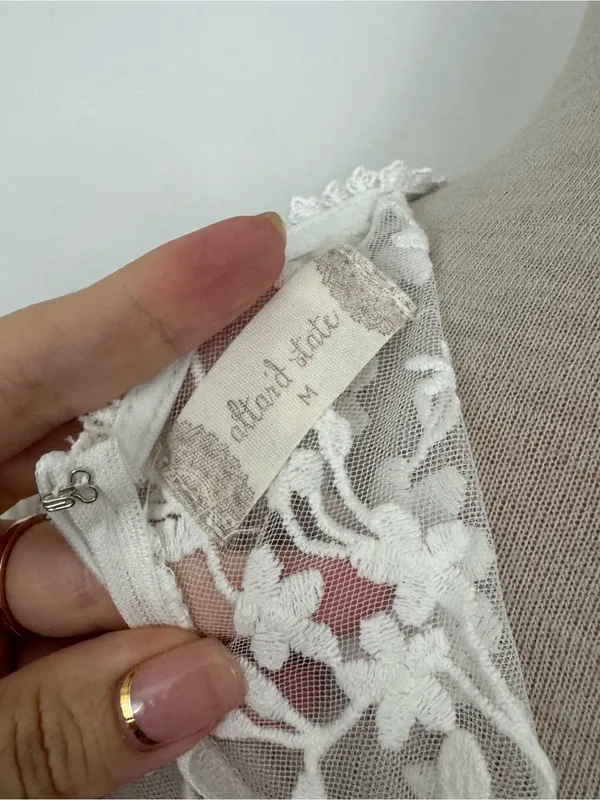 Altar’d State White Floral Embroidered Sheer Top medium - Image 3