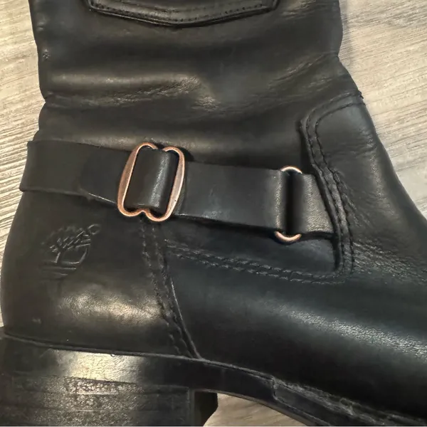 Timberland Charles St Darcy Size 7.5 Black Leather Side Pocket Riding Boots - Image 4