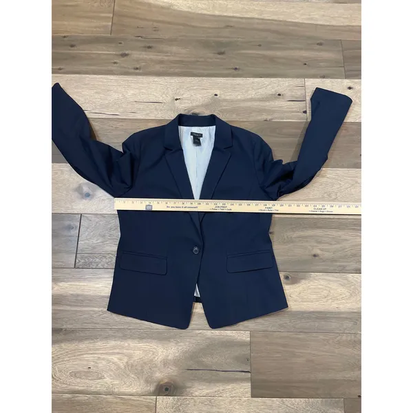 Ann Taylor Factory Blazer Size 10 Navy Satin Lined Single Button Classic Career - Image 6