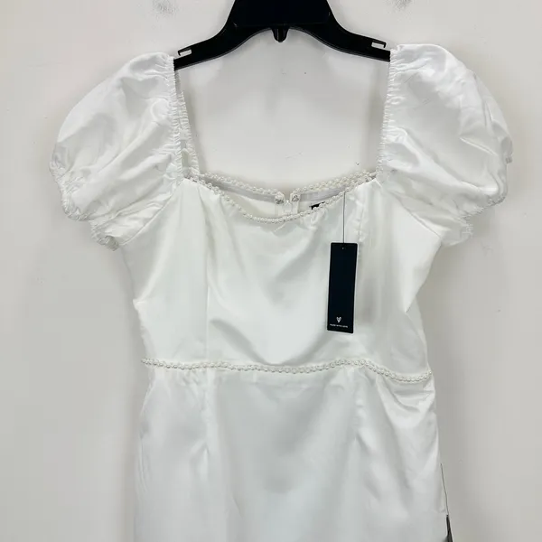 Lulus Adorable Poise White Pearl Puff Sleeve Mini Dress Satin Party Large NWT - Image 6