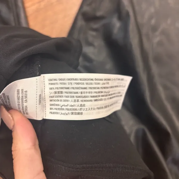 Abercrombie & Fitch Black Vegan Leather Pants Ankle Straight Ultra High Rise 16S - Image 6