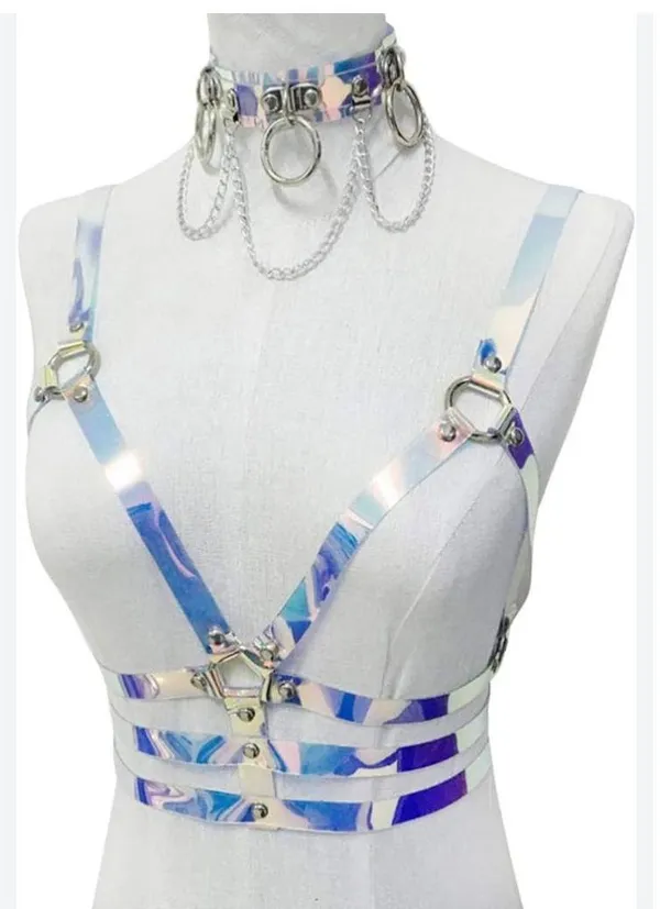 iHeartRaves Holographic Iridescent Rainbow PVC Harness - Image 2