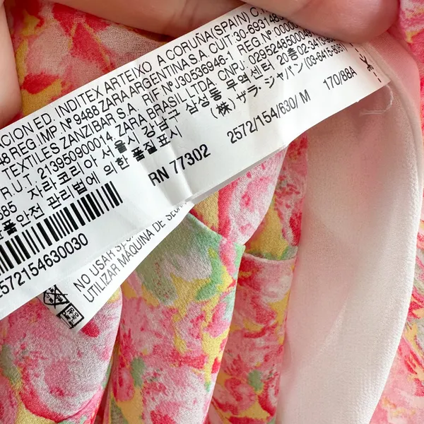 Zara | NWT‎ Floral Chiffon Strapless Tube Maxi Dress in Pink | Medium - Image 6