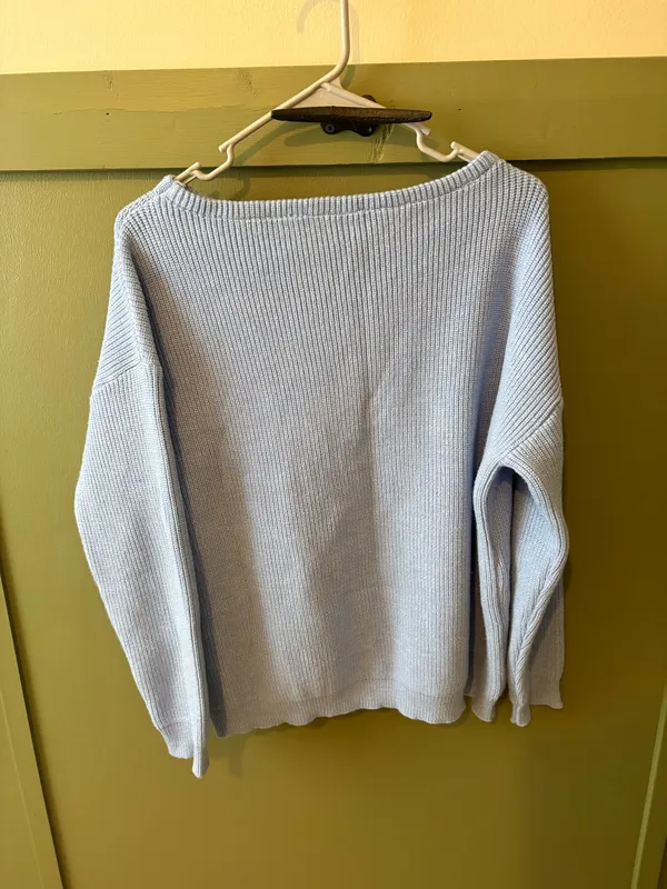 Light Blue Ribbed Knit Lounge Set Size L - Image 4