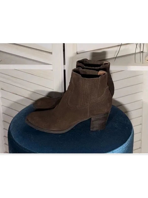 Dolce Vita Brown Suede Leather Ankle Cowboy Boots Size 9 - Image 6