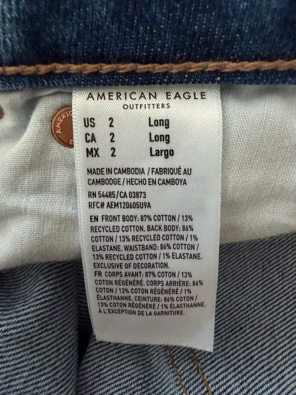 American Eagle AE Curvy High Waisted Stovepipe Jean Raw Hem Size 2 Long - Image 13