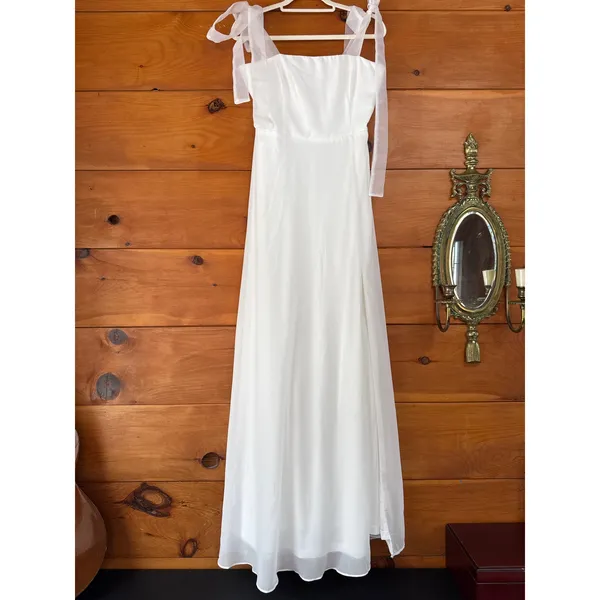 NWT Lulus Radiant Romance White Tie-Strap Maxi Dress Wedding Bride Classy Size S - Image 2