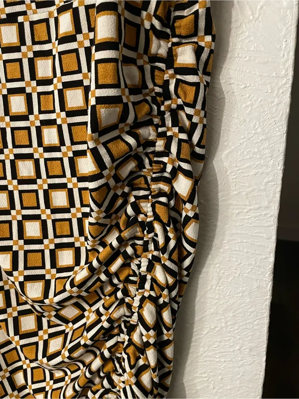 NWT Anthropologie Geometric The Maya Ruched Cowl-Neck Dress Printed Mini 2X - Image 9