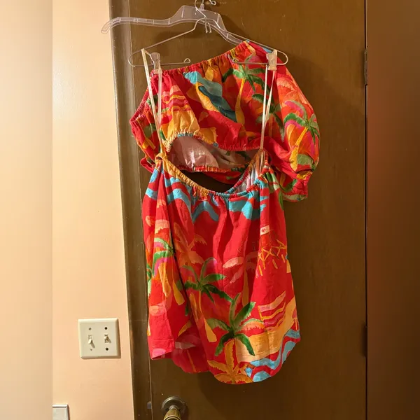 NWT Farm Rio Ipanema Red Floral Cutout Mini Dress - Image 8