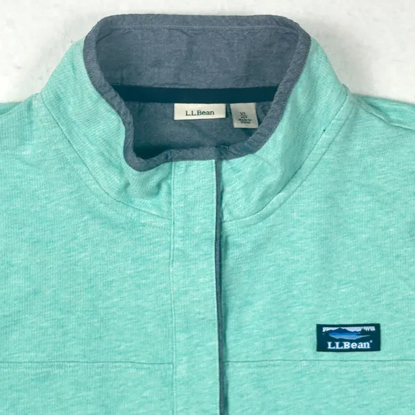 L.L.Bean Women XL Quarter Snap Pullover Coastal Preppy Fleece Teal‎ Blue Green - Image 4