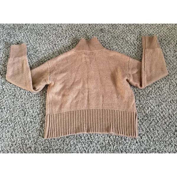 Sonoma Women's Tan Quarter Snap‎ Cropped Knit Sweater Size Small - Image 7
