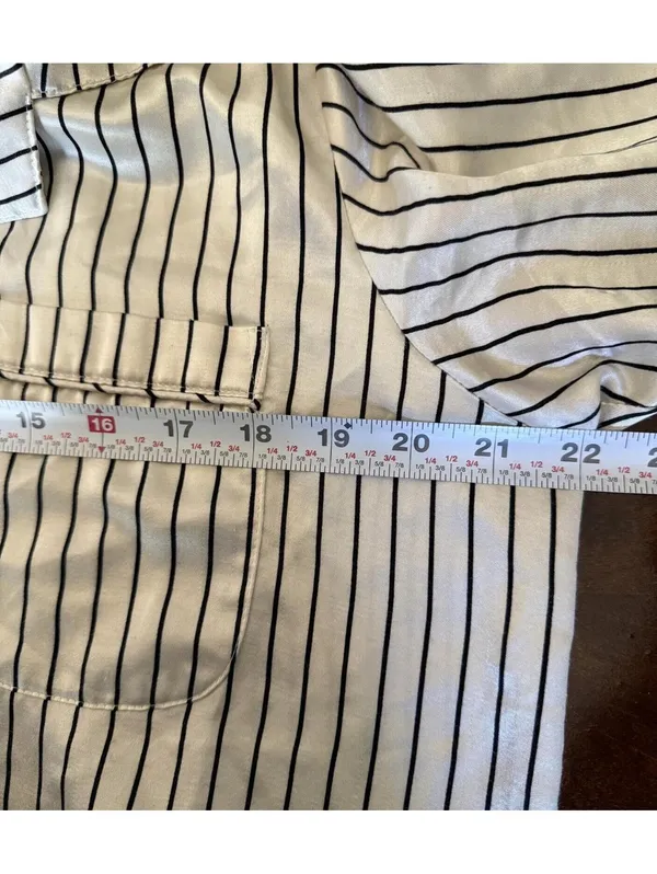 Enchanting Women's Medium Striped Pajama Set Black - Image 7