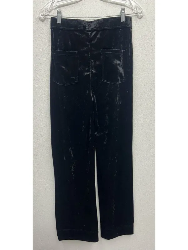 Halara Velvet straight Leg Pants Small Black Front Pockets High Waisted Pull On - Image 11