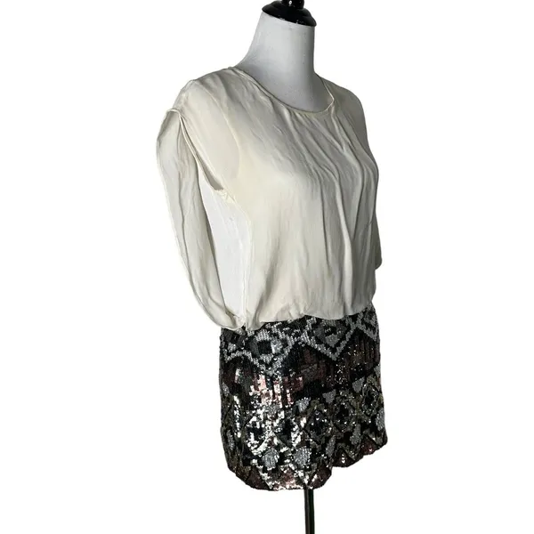 Parker Womens‎ Short Mini Silk Dress Sequin Sleeveless Formal Women Size XS - Image 8