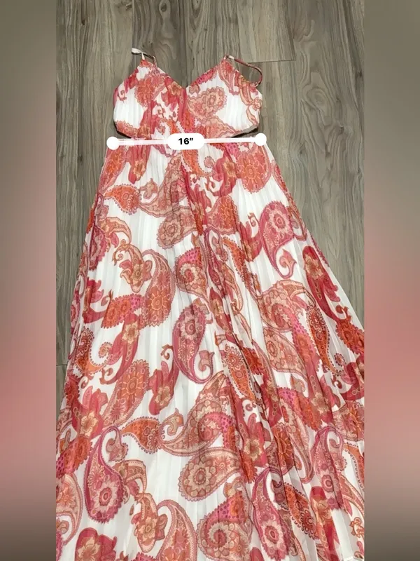 Express Pink & Orange Paisley Cutout Maxi Dress - Image 10