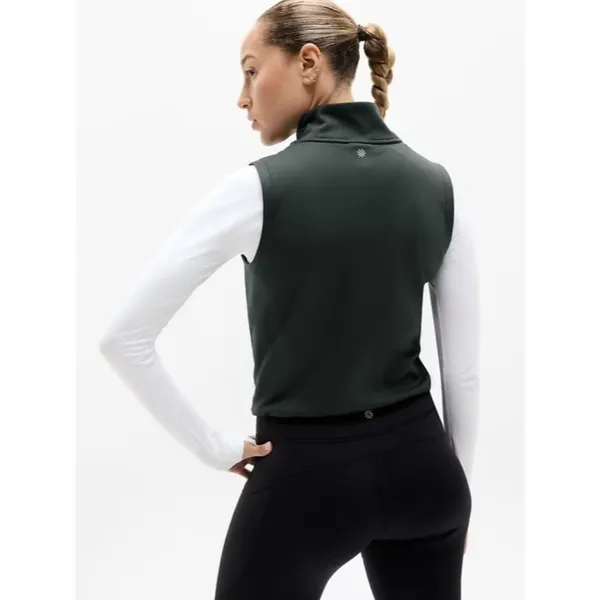 New Athleta L Unstoppable 1/2 Zip Cropped Vest Elm Green Large - Image 3
