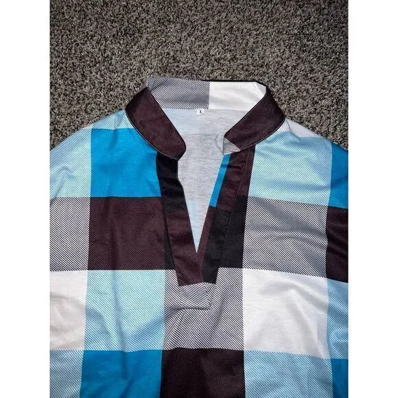 Women's casual cotton long sleeve plaid top‎ size large - Image 4