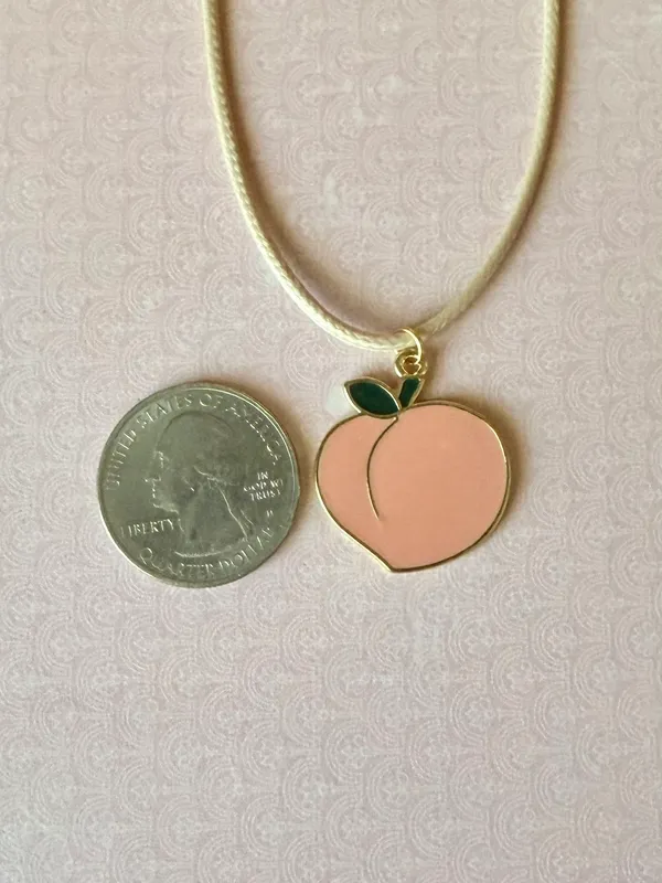 Handmade peach fruit Kawaii y2k funky pop style necklace🍑 - Image 5