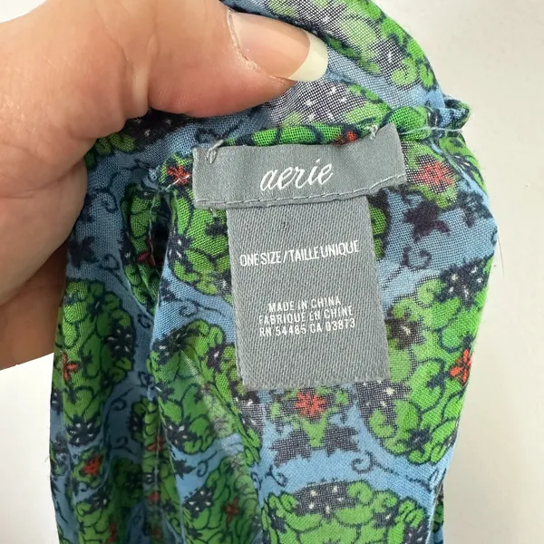 Aerie Green Blue Boho Floral Print Infinity Scarf Lightweight Sheer One‎ Size - Image 4