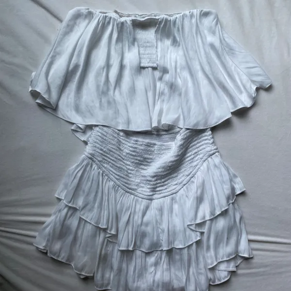 White ruffle preppy strapless mini beachy dress romper - Image 8