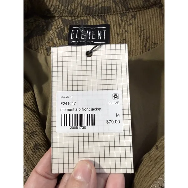Element‎ Botanical Floral Olive Corduroy Zip Cropped Jacket F241647 Medium NWT - Image 5