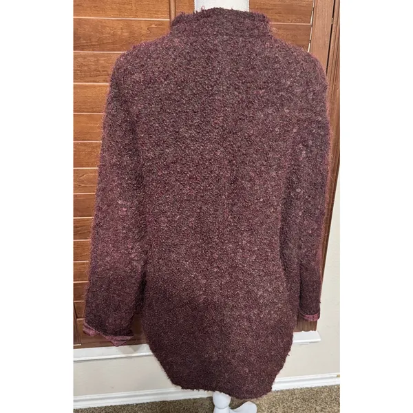 Peter Nygard Womens Coat Mohair Alpaca Wool Reversible Burgundy Jacket sz‎ 14 - Image 6