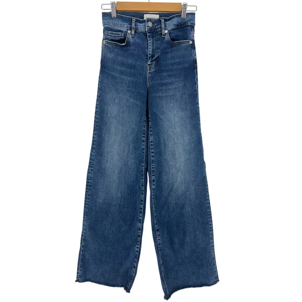 FRAME‎ Le Slim Palazzo Raw Fray Wide Leg Jeans Mermaid Size 25 - Image 4