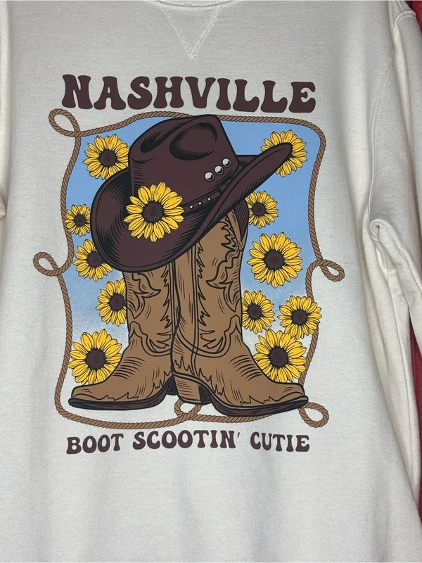 Nashville Boot Scootin' Cutie Cream Graphic Sweatshirt - Women's - Image 2