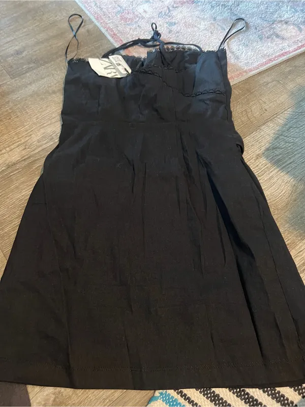 NWT Zara Black Lace-Trim Slip Dress - Image 7