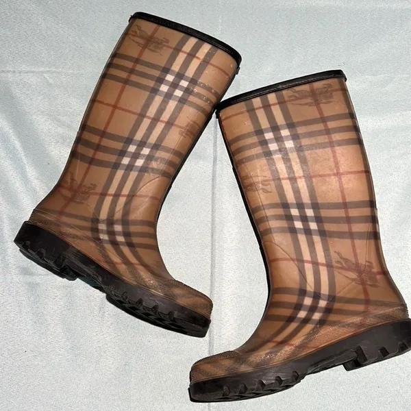 Burberry Plaid Signature Knee High Rain Boots Size 36/ 5.5‎ Fisherman Core B40 - Image 2