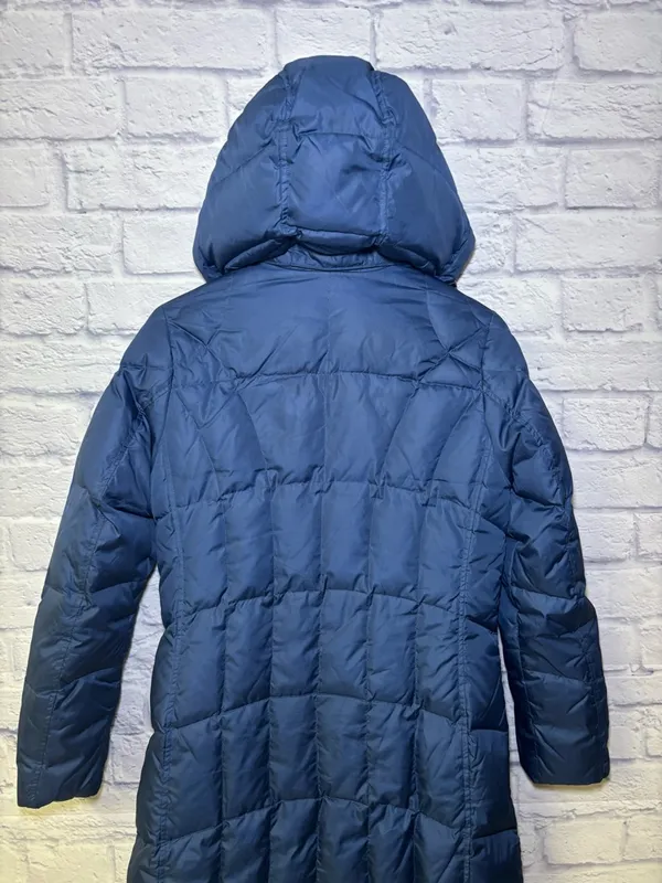 Eddie Bauer Goose Down Filled Hooded Womens Trench Coat Parka Small Blue Winter - Image 9
