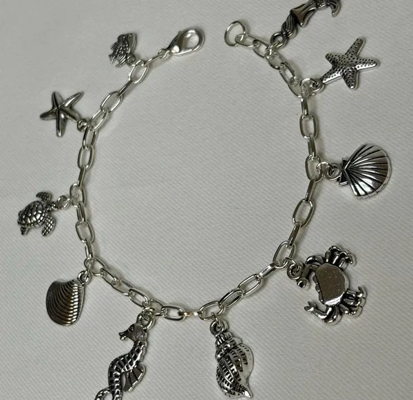Handmade Silver Beachy Charm Bracelet - Image 3
