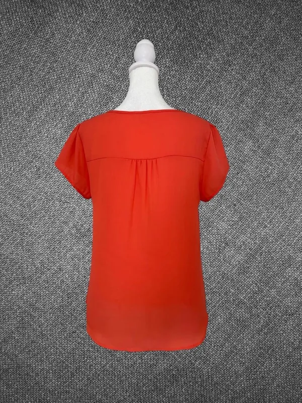 Mine Women’s Coral Orange Short Sleeve Blouse Size Large - Image 8