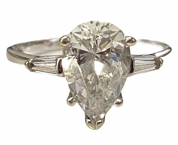Women’s 14K Pear Shape White Gold CZ Zirconia Wedding Or Engagement Sz 10 Ring - Image 3