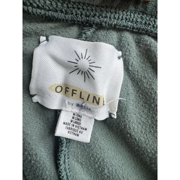 Aerie OFFLINE Women's Dark Green Velour Joggers M Long Drawstring Pockets - Image 8