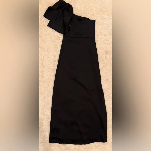 NWOT Sachin & Babi Chelsea One Shoulder Bow Gown in Black sz 2 - Image 7