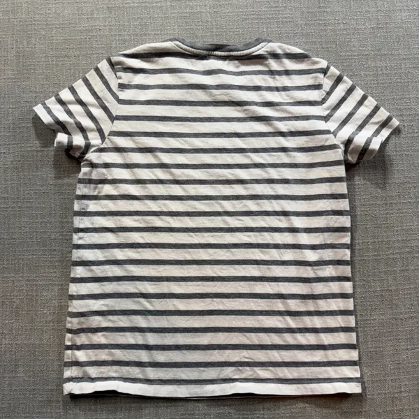 Ralph Lauren Striped T-Shirt Medium Grey White Pink Pony Short Sleeve Cotton‎ - Image 2
