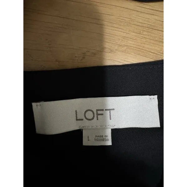 LOFT Womens Long Sleeve Shirt Size Large‎ Polyester Ruffles Office Career City - Image 3