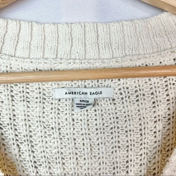 American Eagle AEO Off White Knit V-Neck Sweater S‎ - Image 5