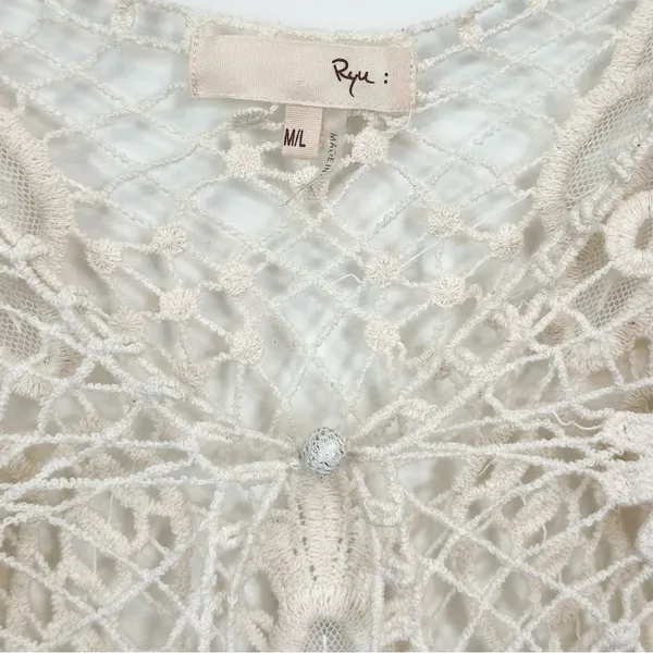 Ryu Cream Crochet Duster High Low Vest Cardigan - Size: M/L - Image 2