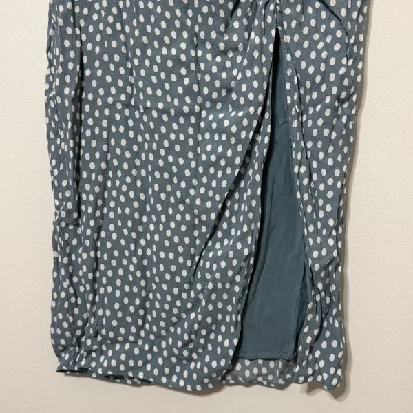 Abercrombie & Fitch Midi Skirt Size XS Polka Dot Cinched Blue White Fall - Image 6