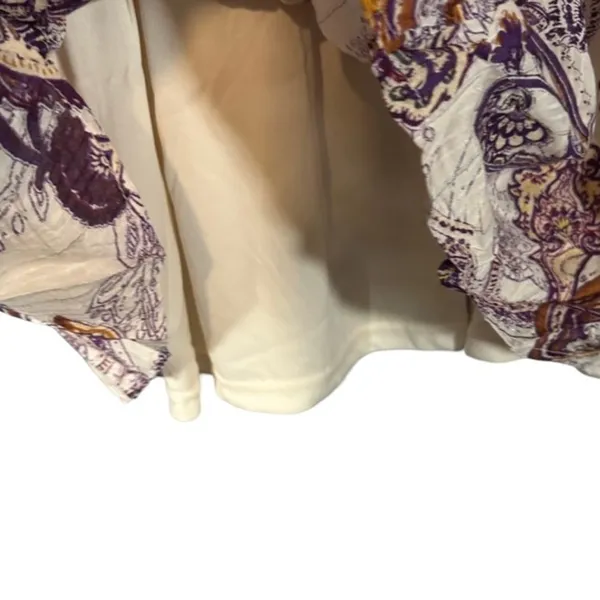 Band of The Free White & Purple Paisley Floral Boho Peasant Dress Women Sz L - Image 7