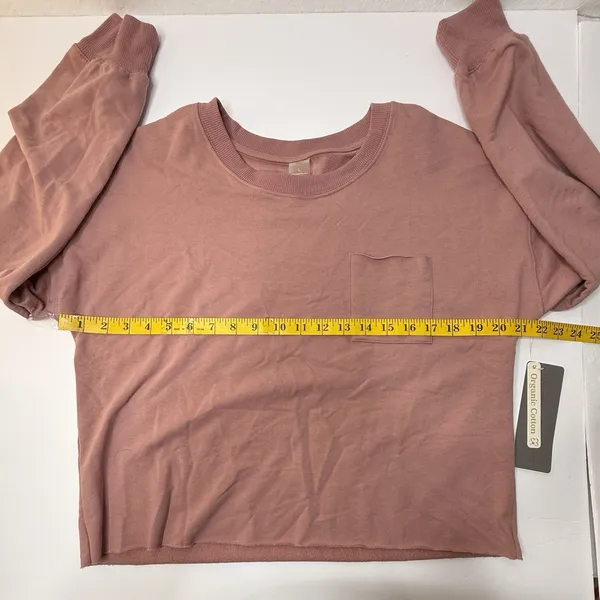 Harmony Balance‎ Organic Cotton Mauve Cropped Sweater Womens Size L Gym Yoga New - Image 4