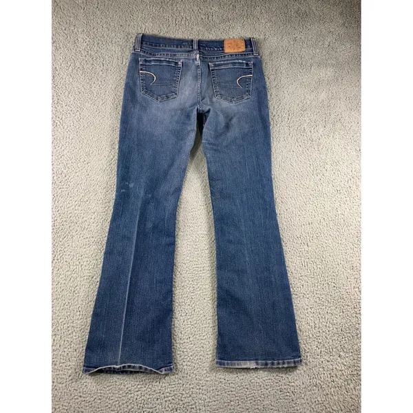 Vtg American Eagle Flare Leg Jeans Women 10 Low Rise Stretch Distressed 30x30‎ - Image 3